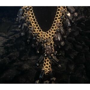 Statement necklace with smoky crystals
